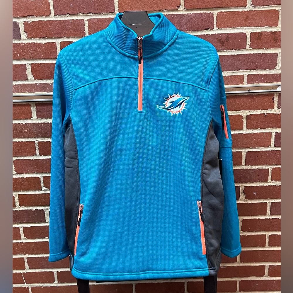 NWT Men’s NFL Team Apparel Miami Dolphins Quarter Zip Pullover Jacket M
